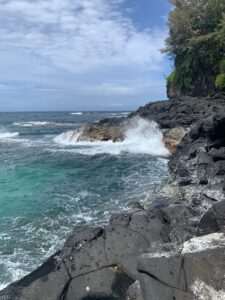 Walking down close to the shoreline