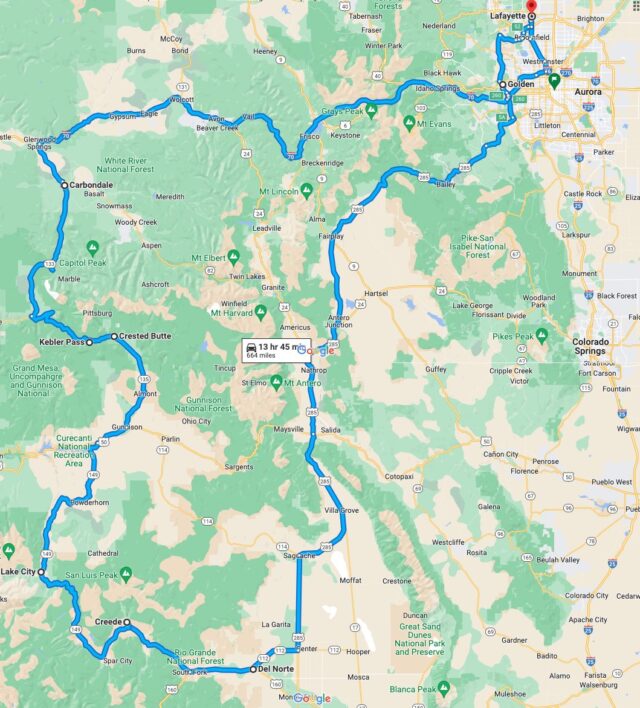 map of road trip